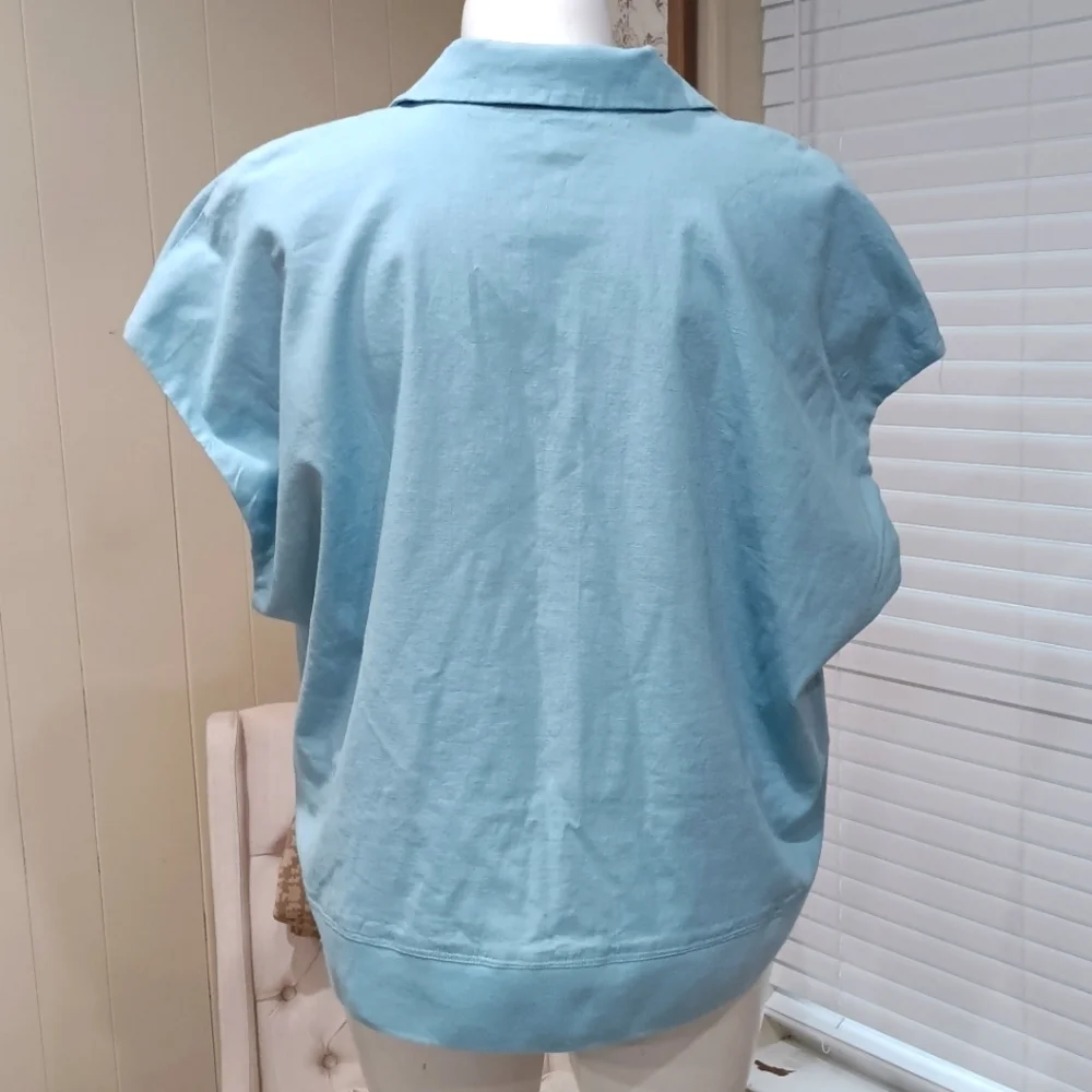 Alfani Women’s Plus Size 3X Tiffany Blue V-Neck Poncho Top Relax Fit Fashion - Picture 4 of 15